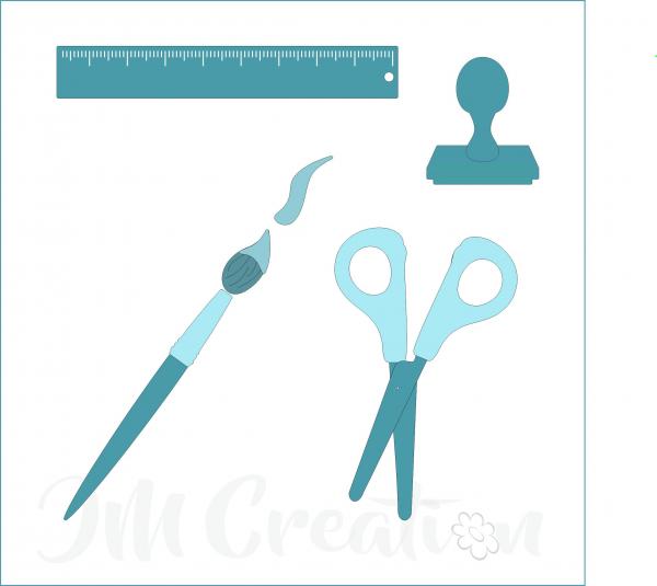 Stanzschablone - Pinsel, Schere + Co
